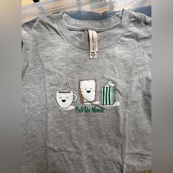 Cafe Du Monde Other - NWOT Cafe Du Monde Graphic Kids Unisex Gray Short Sleeve Tee